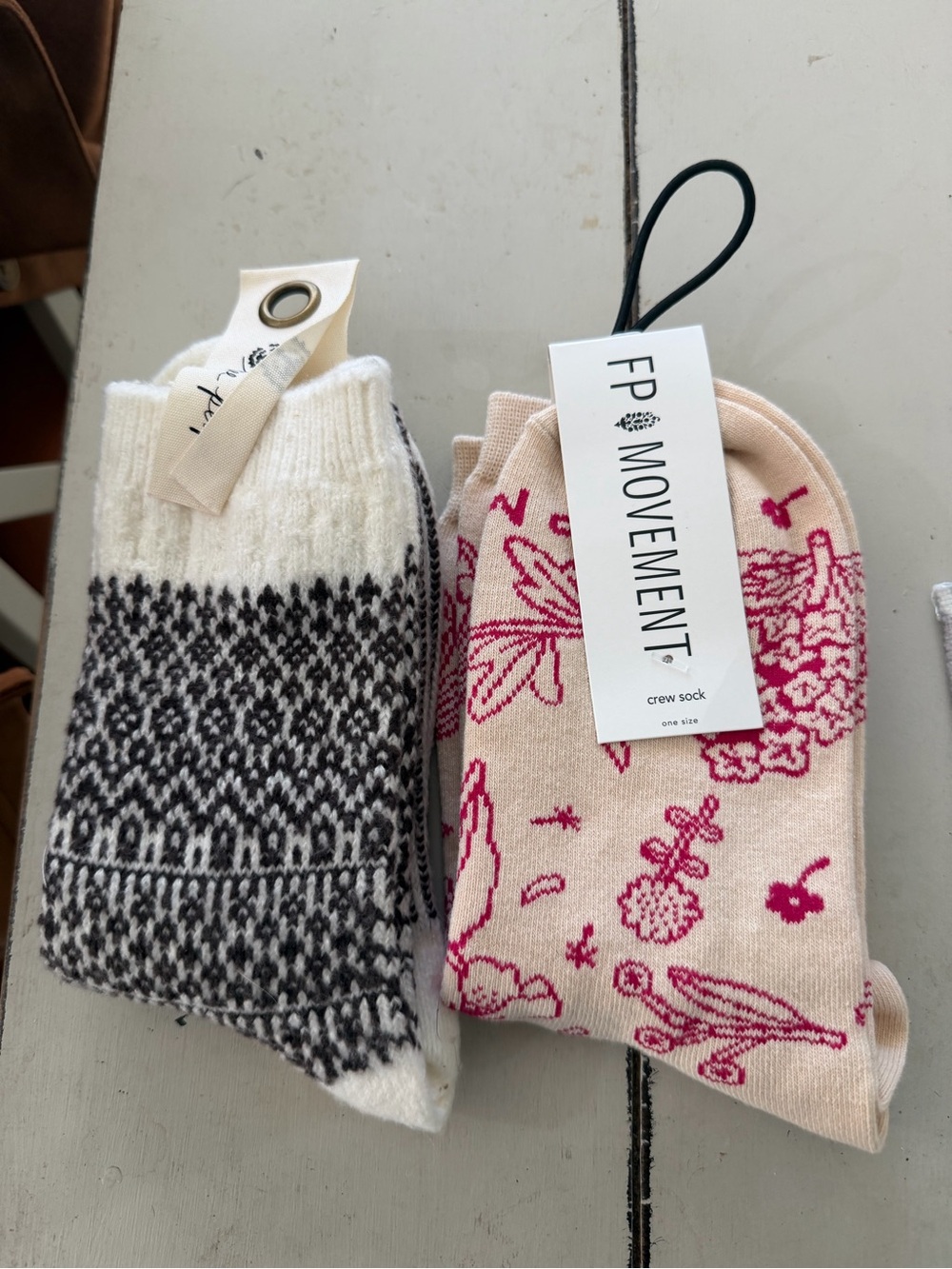 Free people Socks - Pink Floral & Black Pattern